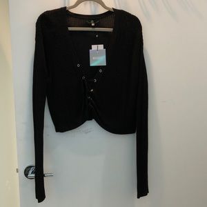 Missguided cropped lace up sweater